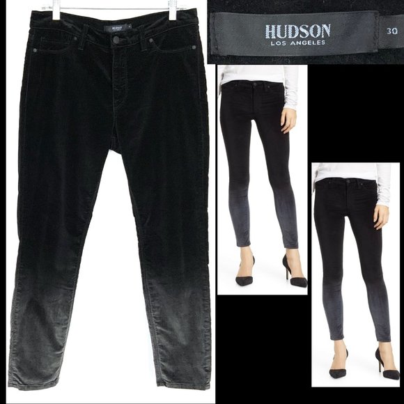 Hudson Jeans Denim - Hudson Nico Velvet Super Skinny Black Gray Ombre Jean Size 30